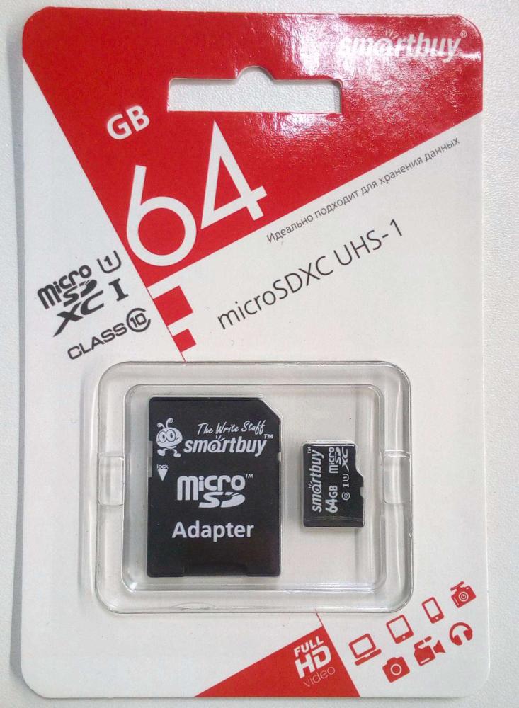    64Gb microSDHC SmartBuy Class 10 UHS-I,   SD