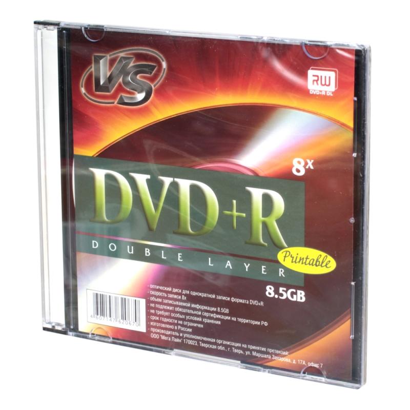  DVD+R 8.5GB  8x, Double Layer, Ink Print,  1 , slim box, VS