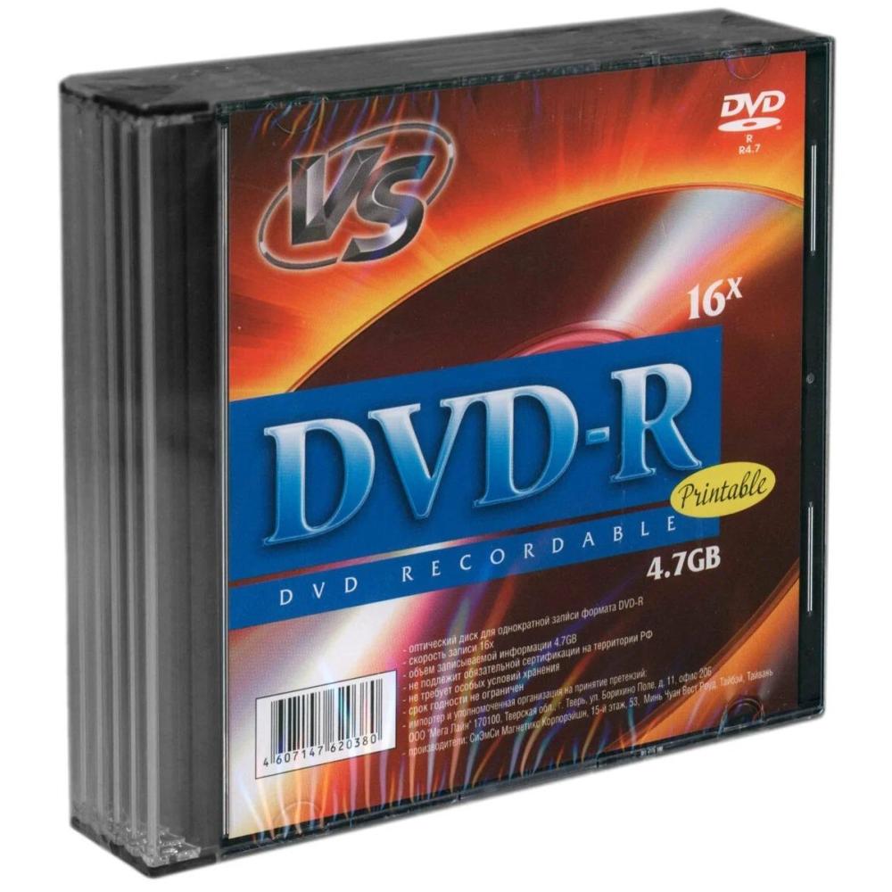   DVD-R 4.7GB 16x, Ink Print,  5  slim box, VS
