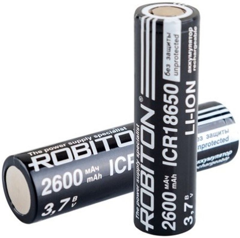  18650 LiIon 3.7V 2600mAh, 18x65mm  , Robiton