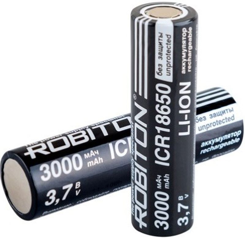  18650 LiIon 3.7V 3000mAh, 18x65mm  , Robiton