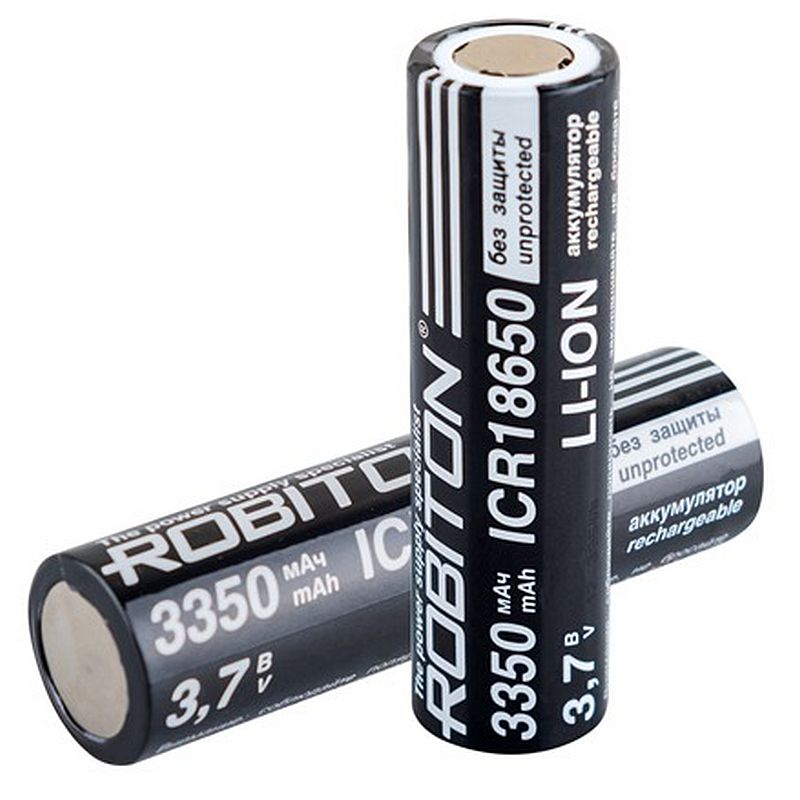  18650 LiIon 3.7V 3350mAh, 18x65mm  , Robiton