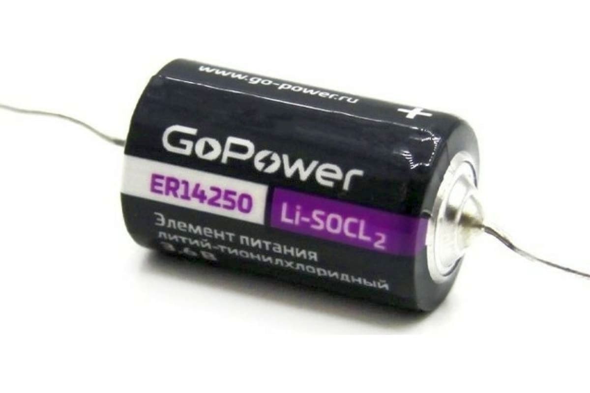  3.6V  1200mAH  Li-SOCL2, ER-14250, 1/2AA(14.5*25mm)  , 1 ,  , GoPower :   - Li-S...