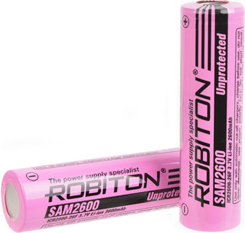  18650 LiIon 3.7V 2600mAh, 18x65mm  , SAM2600, Robiton :  LiIon 3.7V 2600mAh, 18x65mm,     /...