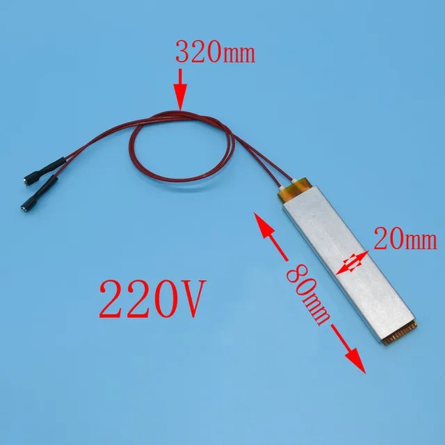   PTC 220V, 20x80x5mm :   PTC 220V, 20x80x5mm, 80W,    250-270°C...