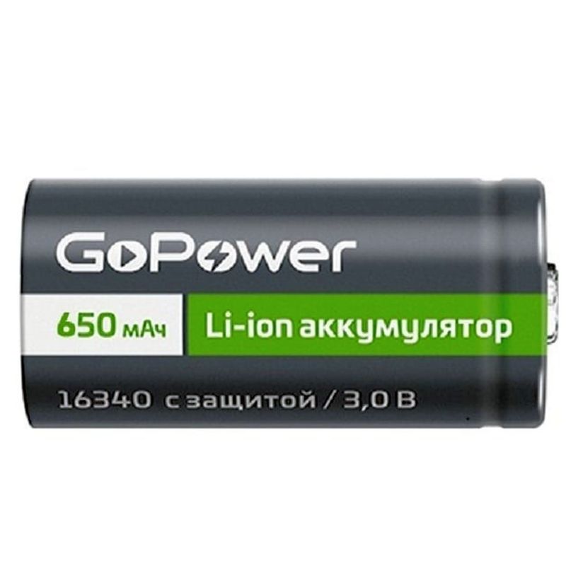  16340 LiIon 3.7V  550mAh, 16x34mm, CR123,  , GoPower :  Li-Ion 3.6V 550mAH, 16*34mm (CR123) -,  ,  G...