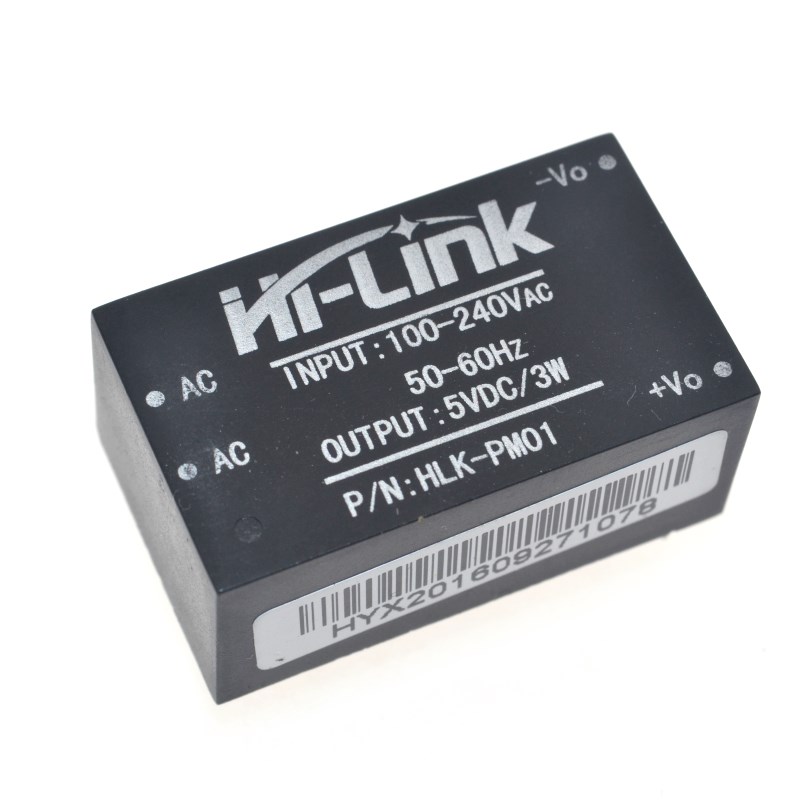    5.0VDC <- 220VAC  600mA  :  /  AC/DC  HLK-PM01,  34x20x15mm ( Tenstar ...