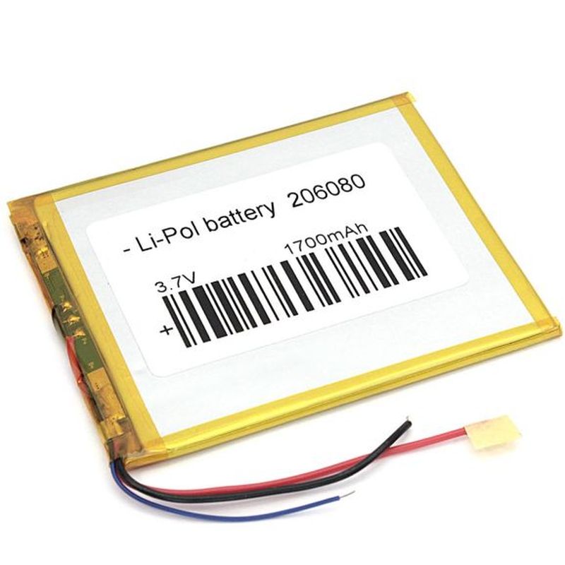  Li-Po  80 x 60 x 2.0mm, - 3.7V, 1700mAH, 3pin, LP206080 :  LiPo - 3.7V, 1700mAH, 3pin,   ...