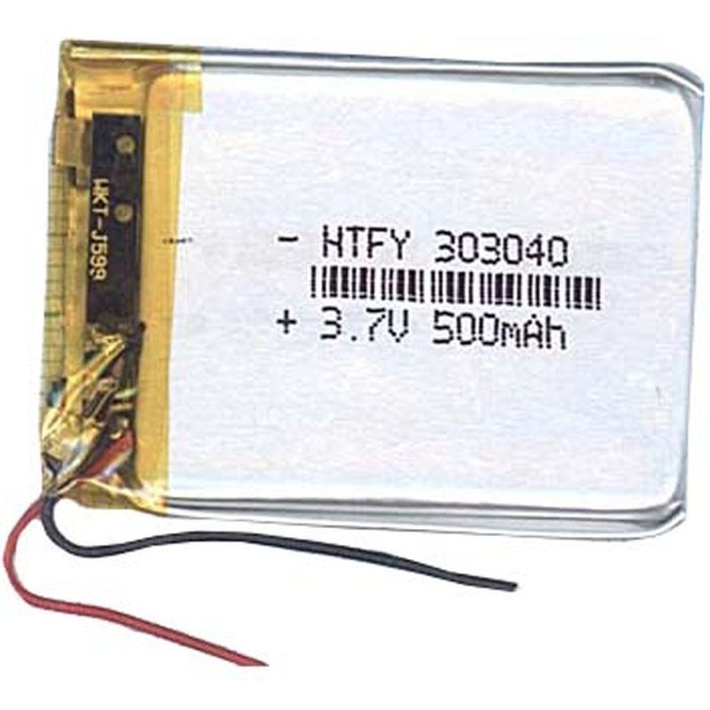  Li-Po  40 x 30 x 3.0mm, - 3.7V,  500mAH, LP303040