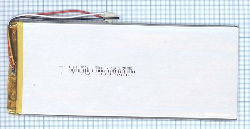  Li-Po 175 x 75 x 3.0mm, - 3.7V, 6400mAH, 3pin, LP3075175 :  LiPo - 3.7V, 6400mAH, 3pin,  ...