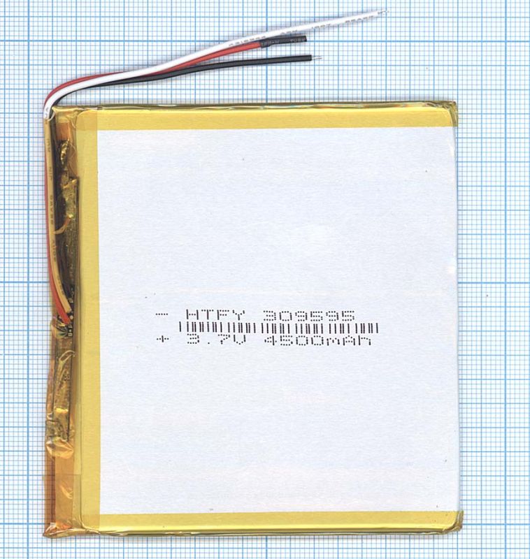  Li-Po  95 x 95 x 3.0mm, - 3.7V, 4500mAH, 3pin, LP309595