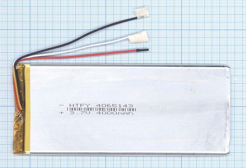  Li-Po 143 x 65 x 4.0mm, - 3.7V, 4000mAH, 3pin, LP4065143