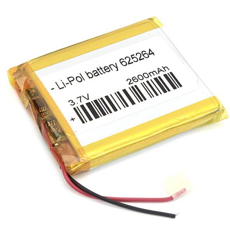  Li-Po  64 x 52 x 6.2mm, - 3.7V, 2600mAH, LP625264 :  LiPo - 3.7V, 2600mAH,   , 645...