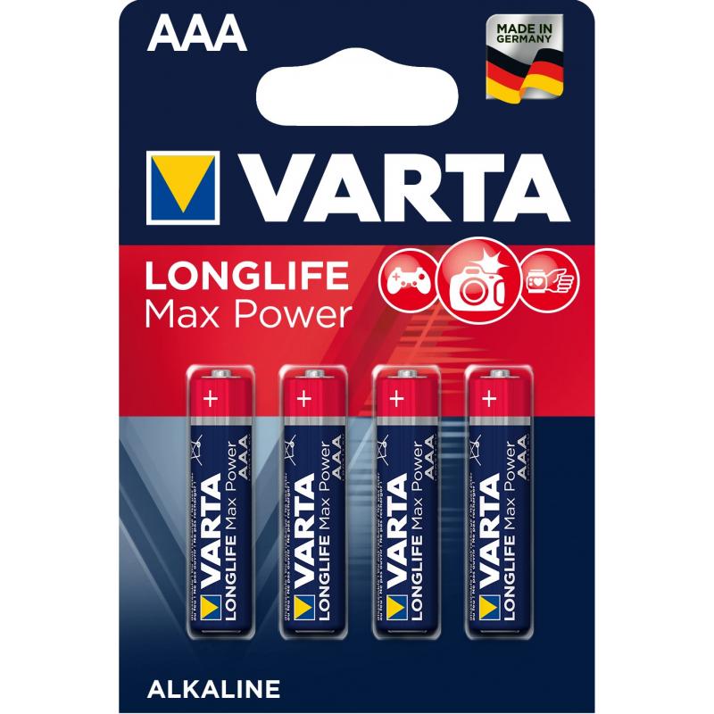батарейка AAA щелочная Varta Max Power,  4шт, блистер