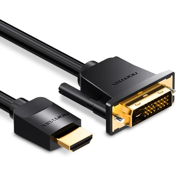  HDMI 19M (//) - DVI-D 25M (//) Dual Link, 2m, Vention :  HDMI 19M (//) - DVI-D 25M (/...