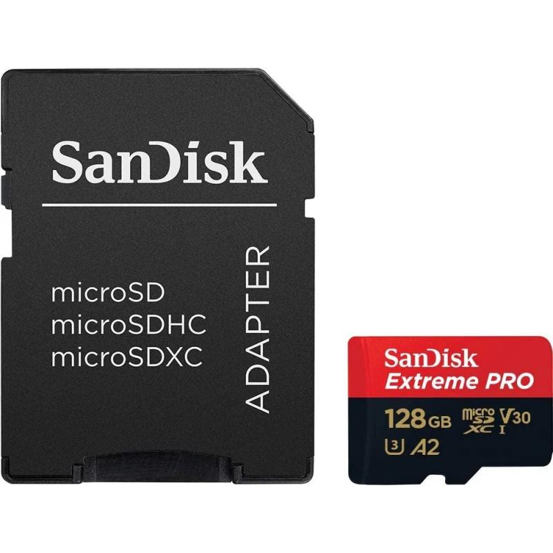   128Gb microSDXC Sandisk Extreme Pro UHS-I U3 V30 A2 (200/90 MB/s) + 