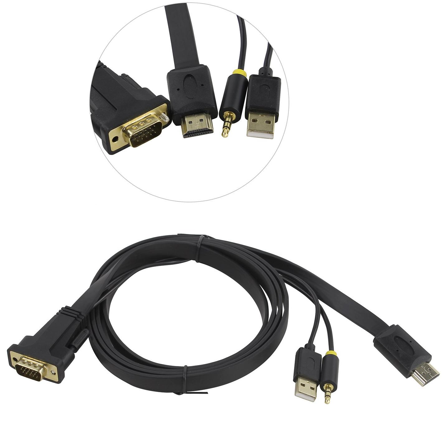   VGA HD15M  + 3.5  (audio) + USB AM -> HDMI 19M , 1.8 :   VGA HD15M  + 3.5  (audio) + USB...