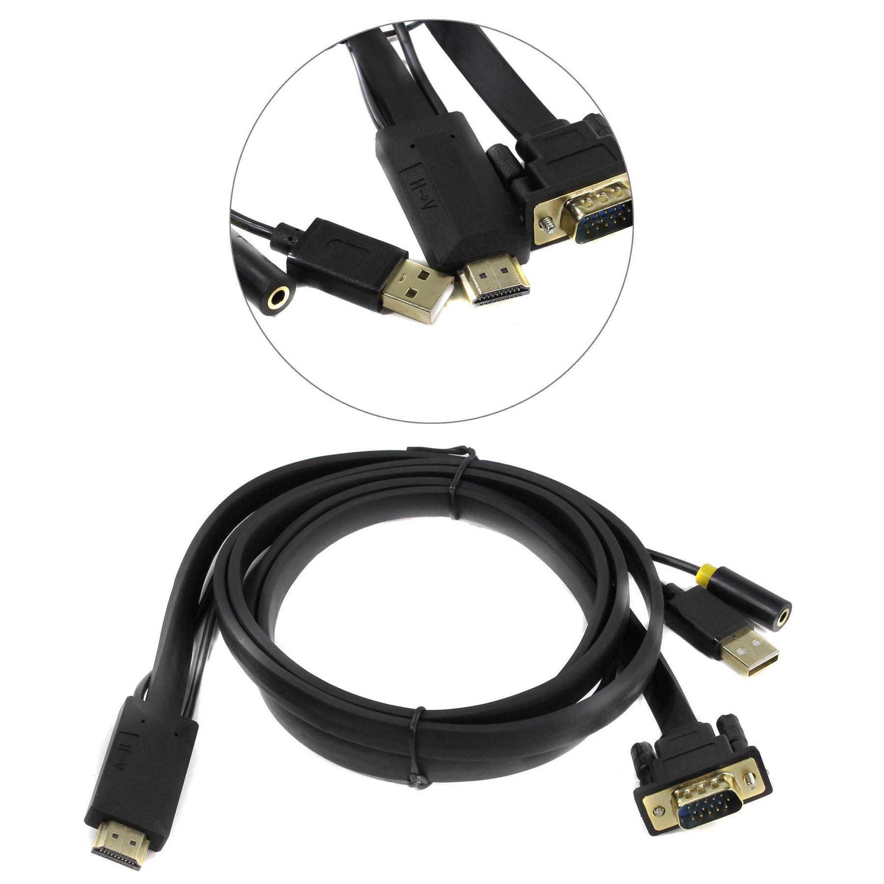   HDMI 19M + 3.5  (audio) + USB AM  -> VGA HD15M , 1.8 :   HDMI 19M + 3.5  (audio) + USB AM ...