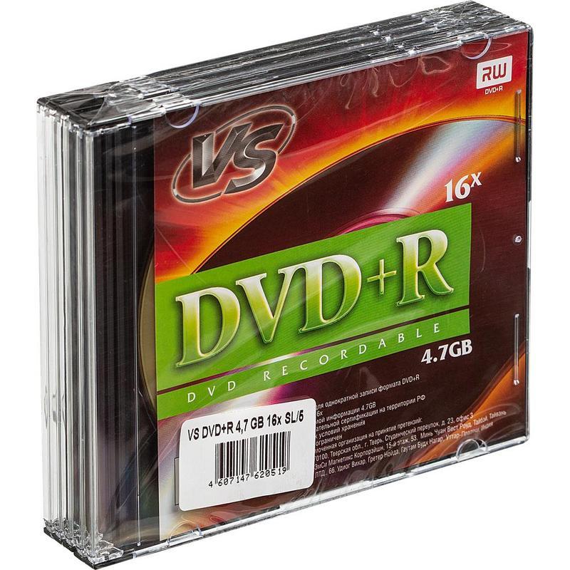   DVD+R 4.7GB 16x,  5  slim box, VS