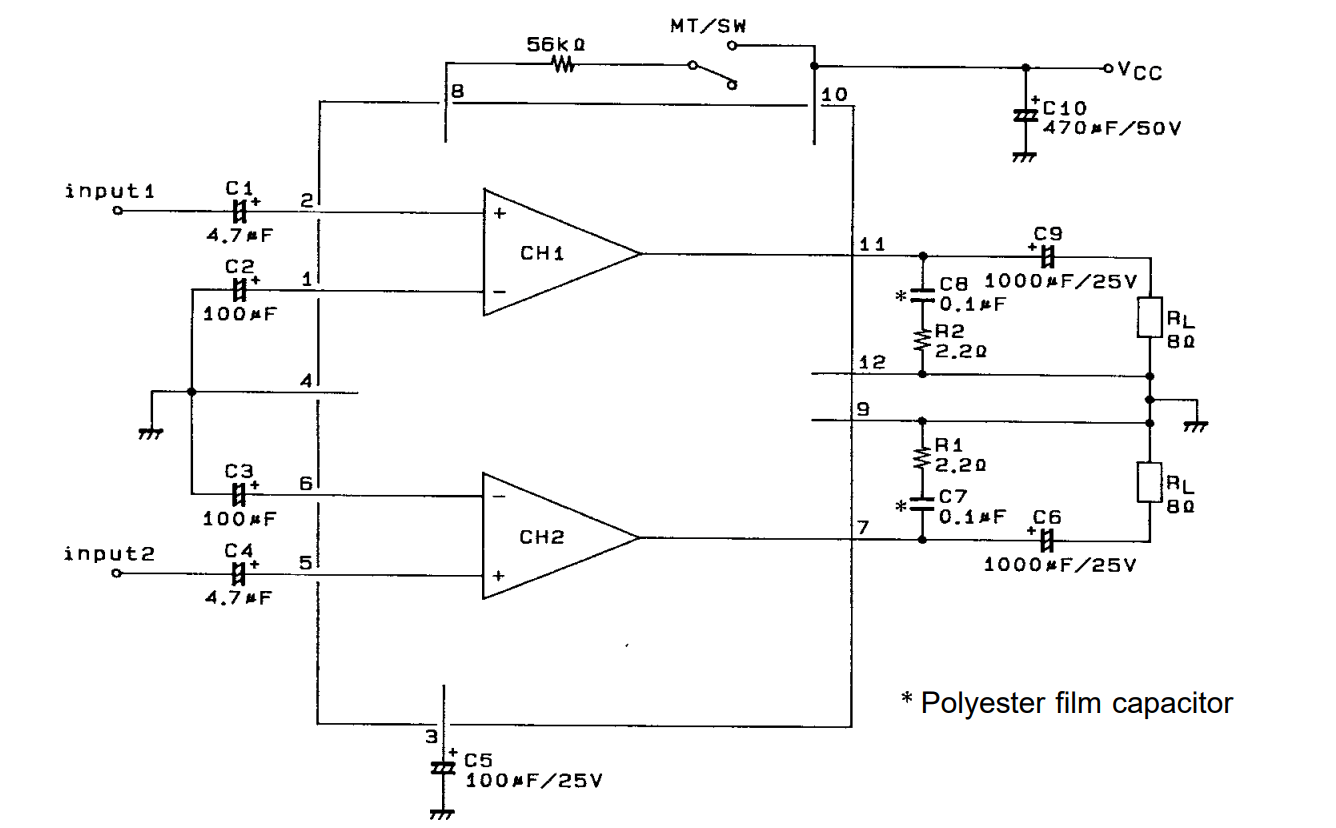 Микросхема la4508 схема подключения