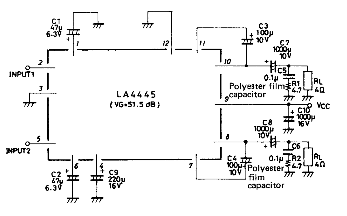 La4445 схема усилителя